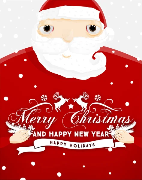 Santa Claus with Merry Christmas Label — Stock Vector