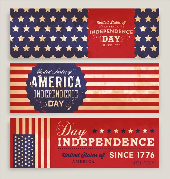 Bandeira americana Banners Set — Vetor de Stock