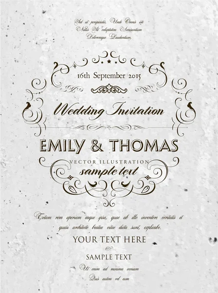 Vintage Elegant Wedding Invitation — Stock Vector