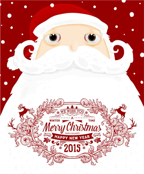 Santa Claus with Merry Christmas Label — Stock Vector