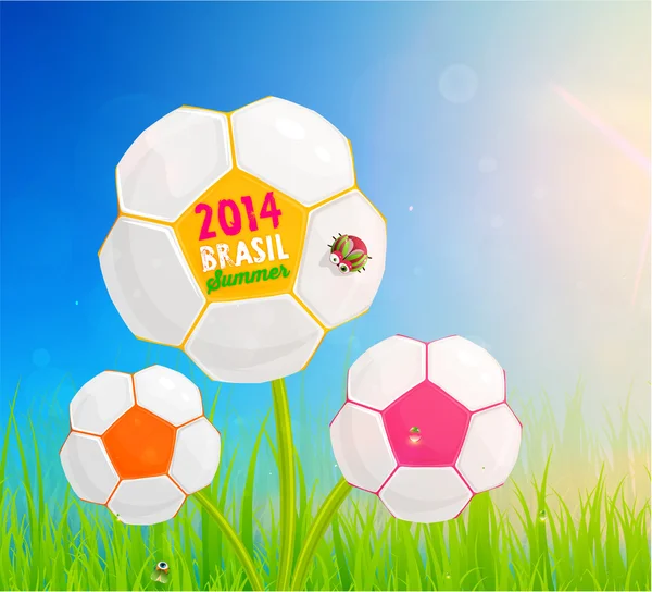 Soccer Ball flowers on field — Stock Vector
