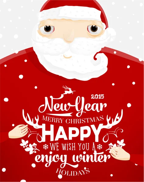 Santa Claus con etiqueta de Año Nuevo — Vector de stock