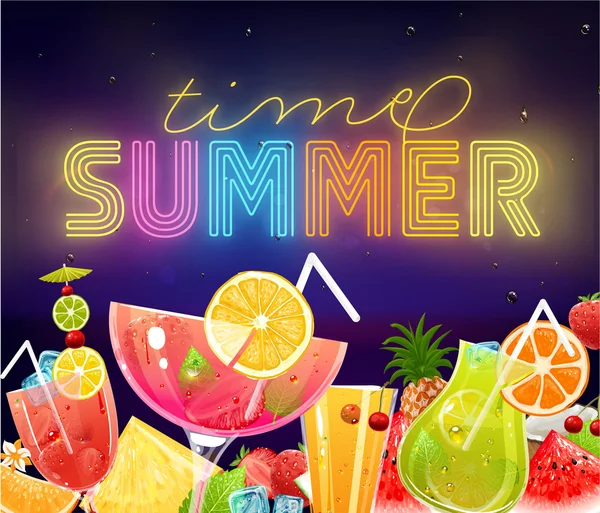 Vacaciones de verano con cócteles — Archivo Imágenes Vectoriales