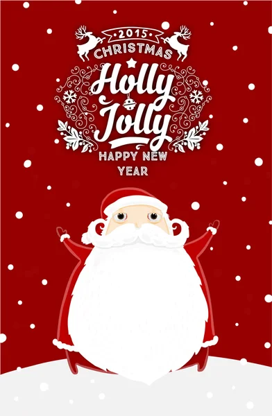 Papai Noel com etiqueta de Natal Holly — Vetor de Stock