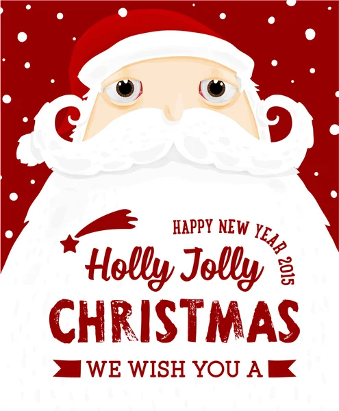 Santa Claus s Holly vánoční Label — Stockový vektor