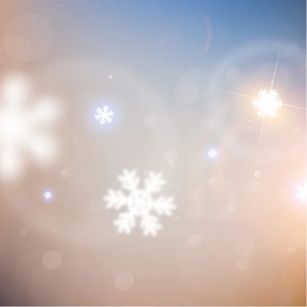 Christmas Blurred Background with Glow Snowflakes — Stock Vector