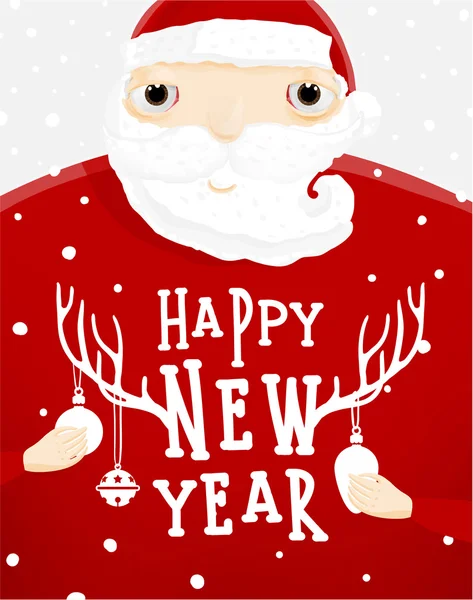 Santa Claus with New Year Label — Stock Vector