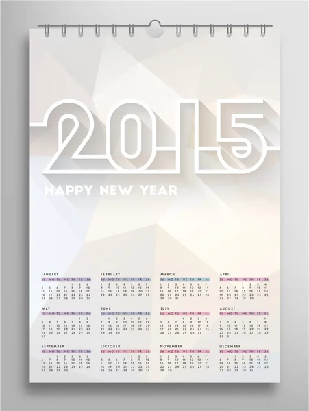 Kolorowy kalendarz na rok 2015 — Wektor stockowy