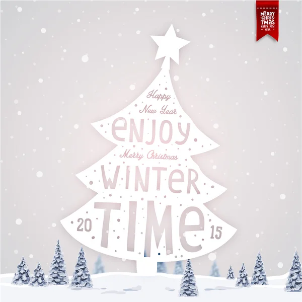 圣诞贺卡与冬季的风景 — 图库矢量图片