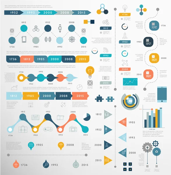 Conjunto de Infográfico da Linha do Tempo — Vetor de Stock