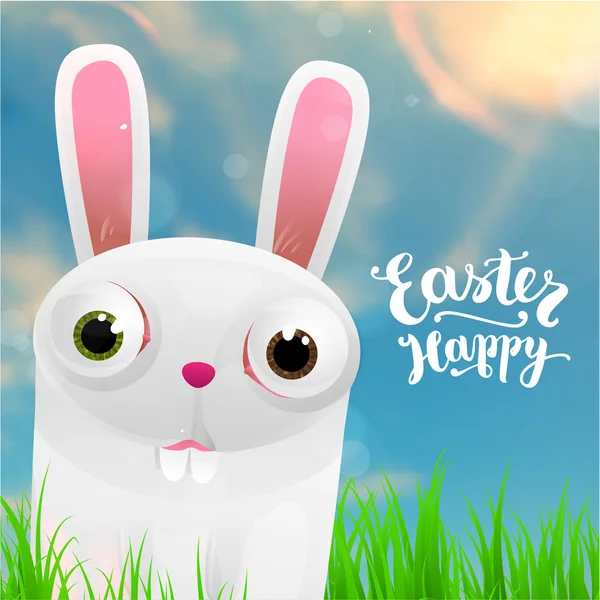 Wielkanoc królik, trawy i niebo wiosna — Wektor stockowy