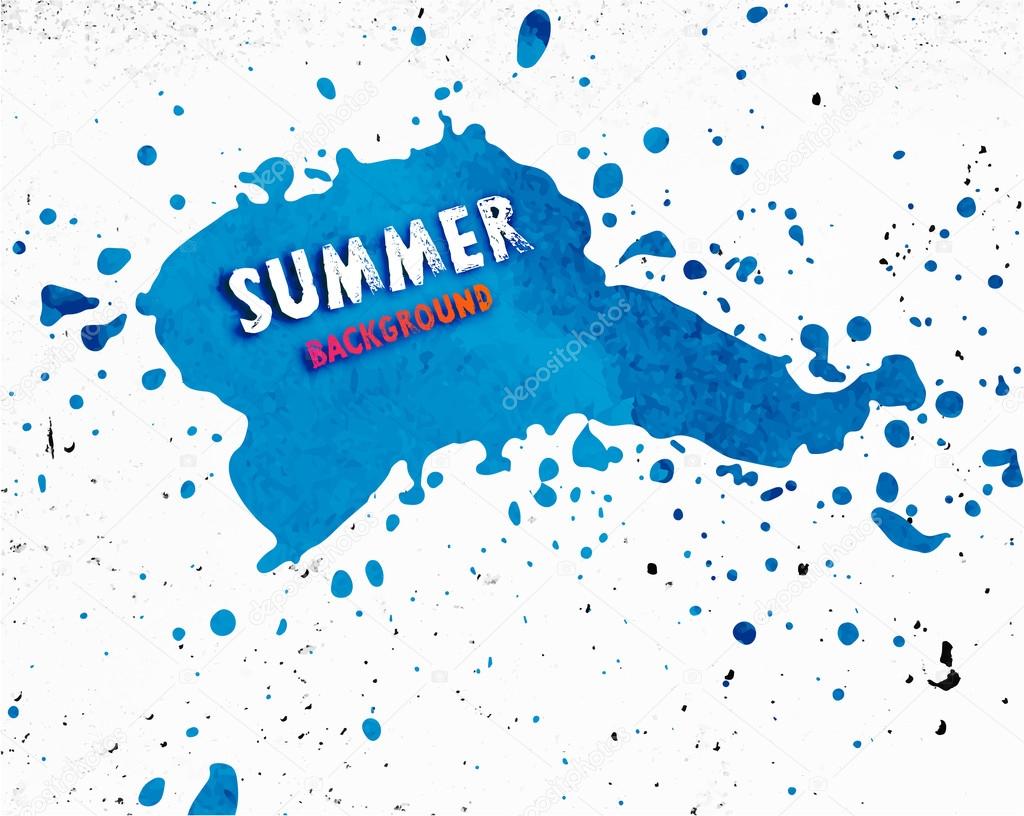 Summer background with blue paint splash