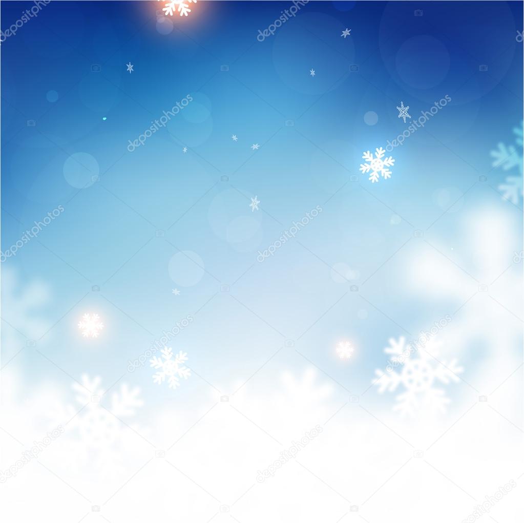 Christmas Blurred Background with Glow Snowflakes