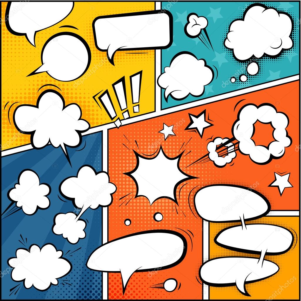 Speech Bubbles and Halftone Backgrounds.