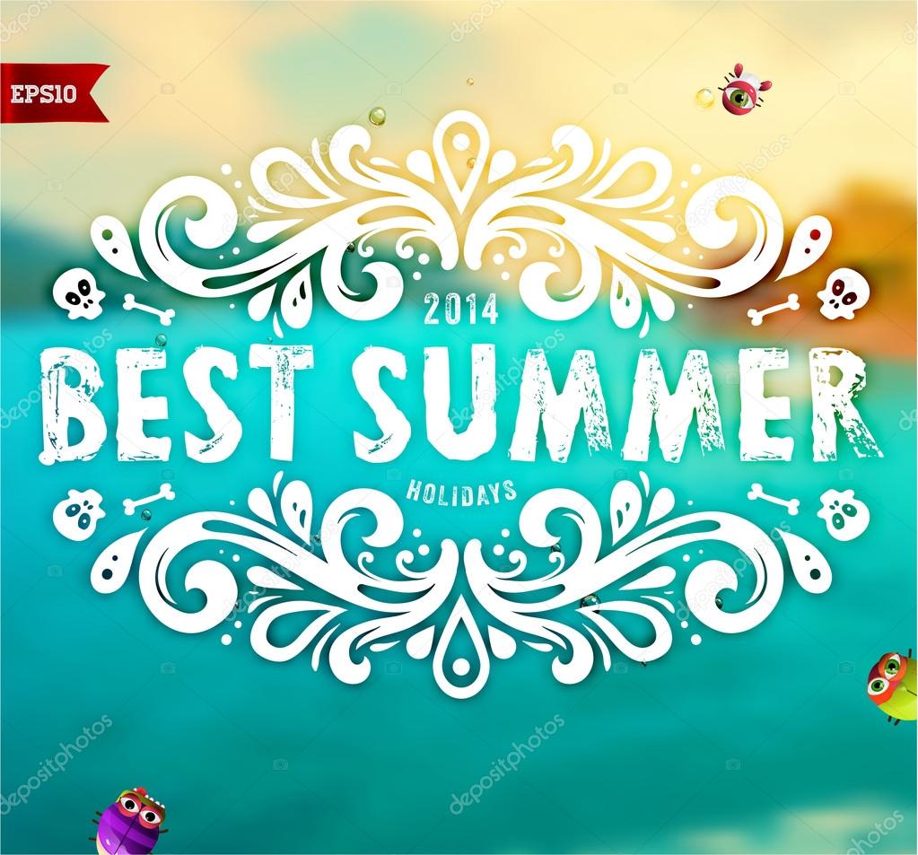 Summer Design with Blur Beach Background