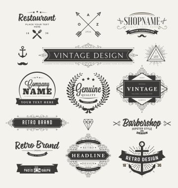 Retro marka Vintage Insignias kümesi