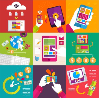 Düz tasarım simgeler kümesi