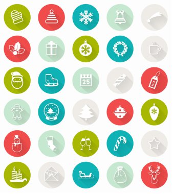 Modern Noel düz stil ikonları