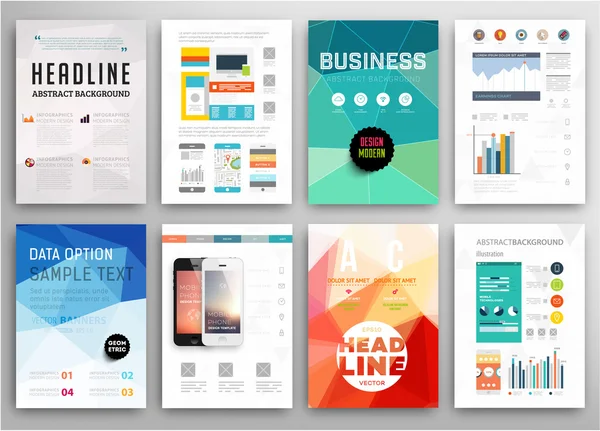 チラシ、パンフレットのデザイン テンプレートの設定 — ストックベクタ