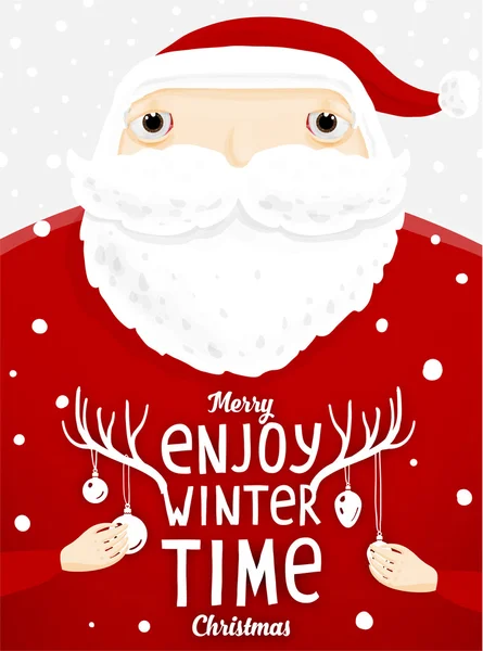 Santa Claus con etiqueta de Navidad Holly — Vector de stock