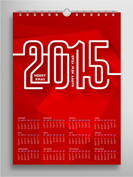 Roter Kalender für das Jahr 2015 — Stockvektor