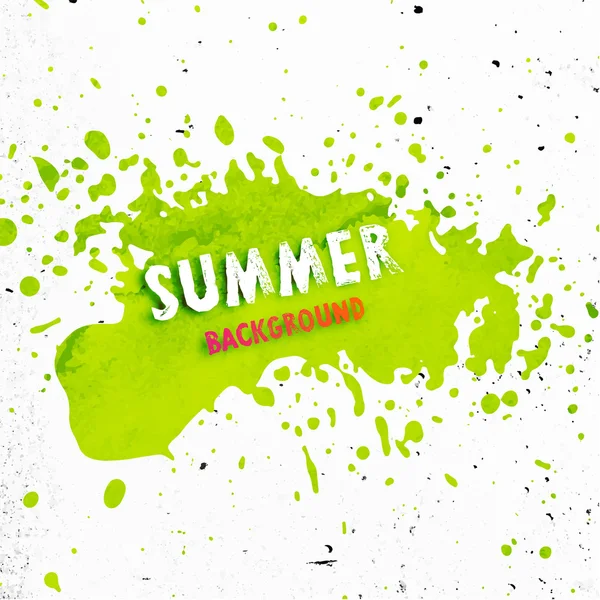 Fondo de verano con salpicaduras de pintura verde — Vector de stock