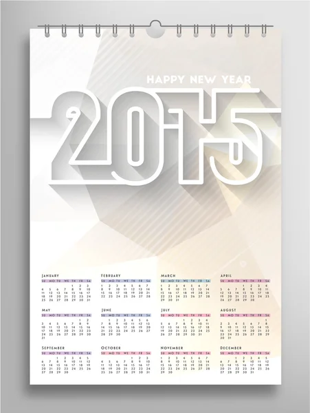 Calendrier coloré pour 2015 année — Image vectorielle