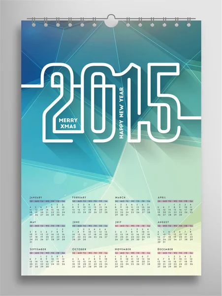 Цветной календарь на 2015 год — стоковый вектор
