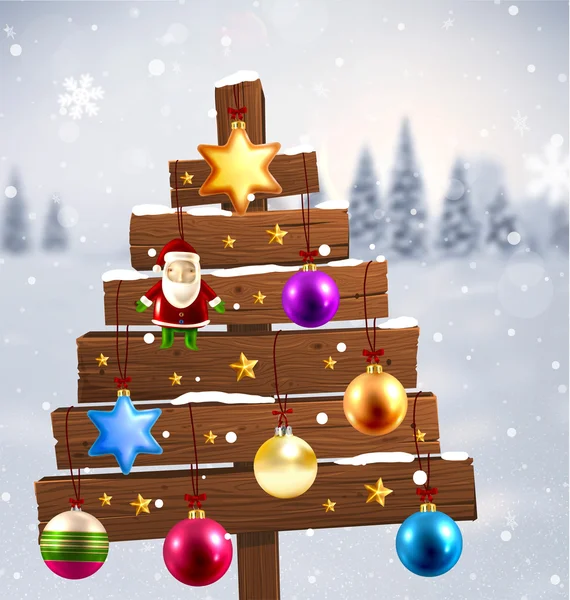 Wooden Christmas Tree — Stok Vektör