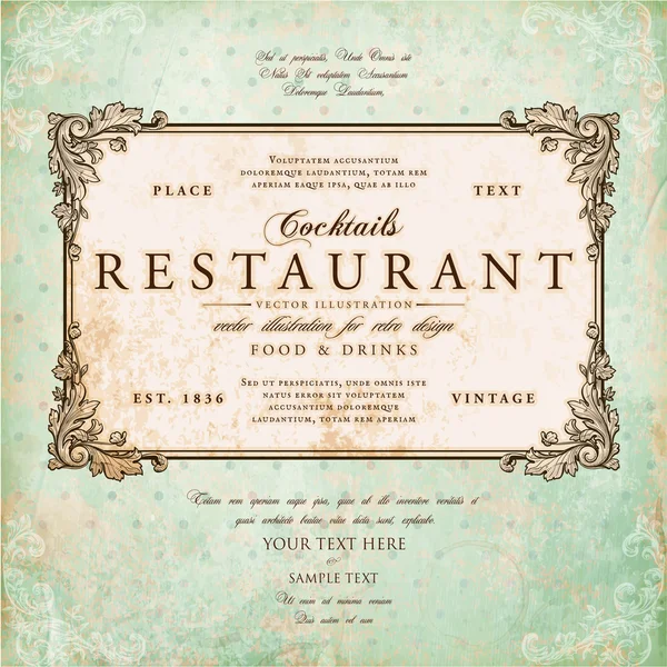 Restaurante etiqueta menú diseño — Archivo Imágenes Vectoriales