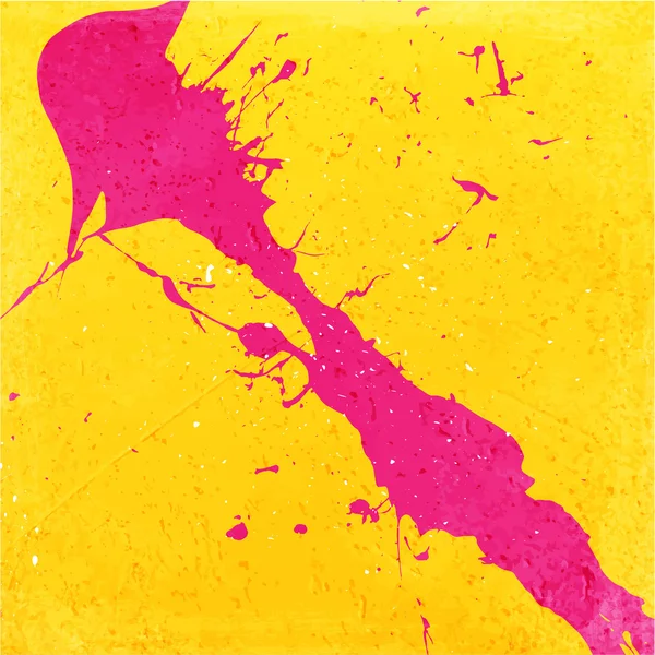 Fondo giallo con spruzzi rosa — Vettoriale Stock