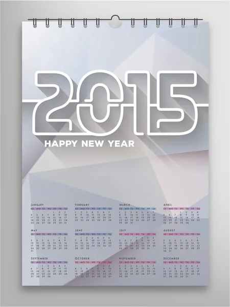 Calendrier coloré pour 2015 année — Image vectorielle