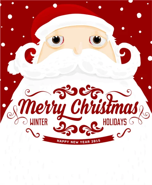 Santa Claus with Merry Christmas Label — Stock Vector