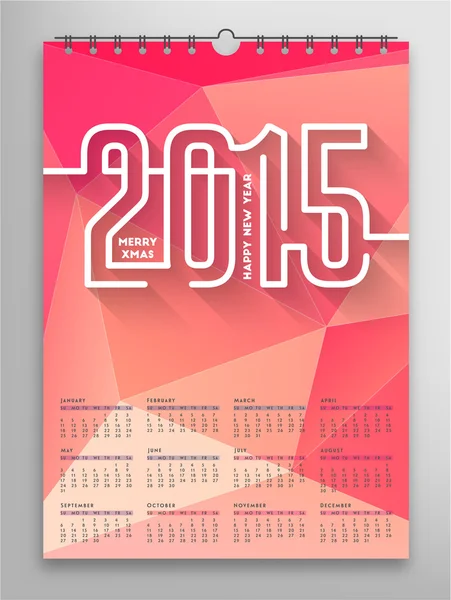 Red kalender voor 2015 jaar — Stockvector