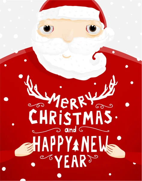 Santa Claus drží vánoční Label — Stockový vektor