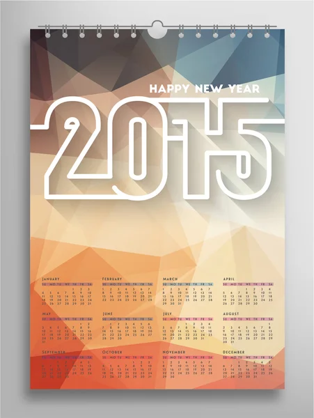 Calendario colorido para el año 2015 — Vector de stock