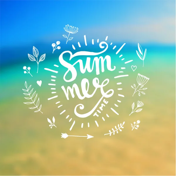 Summer Design with Blur Beach Background — Stock Vector