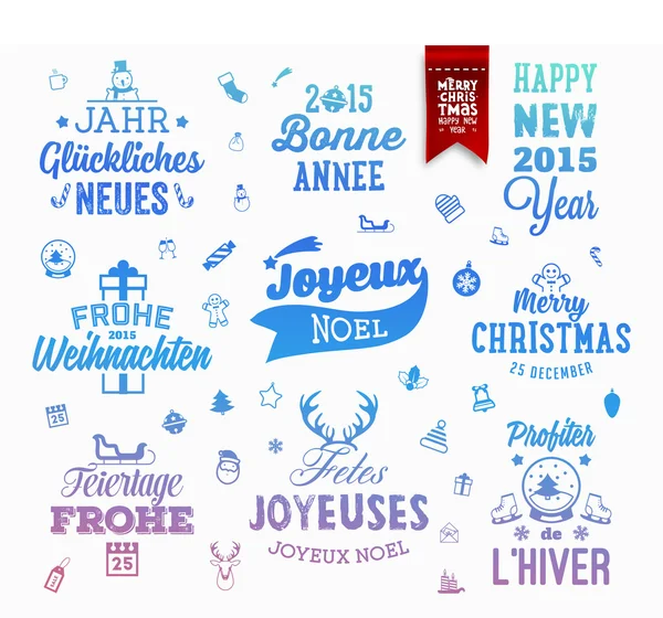 Christmas Decoration Set of Typographic Design. — Stock Vector