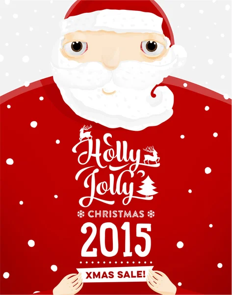 Père Noël avec étiquette de vente de Noël — Image vectorielle