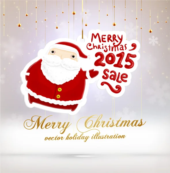 Santa Claus con la etiqueta de Feliz Navidad — Vector de stock