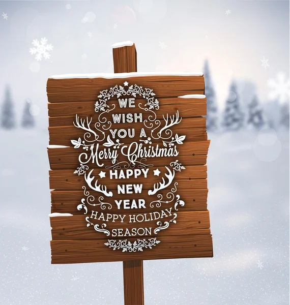 Dřevěná deska s vánoční Label — Stockový vektor