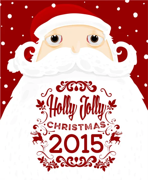 Kerstman met Holly Kerstmis Label — Stockvector