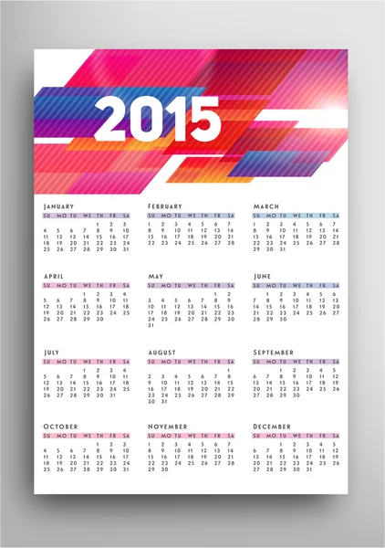 Calendário colorido para 2015 ano — Vetor de Stock