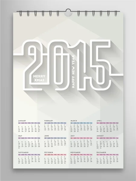 Calendario colorato per l'anno 2015 — Vettoriale Stock