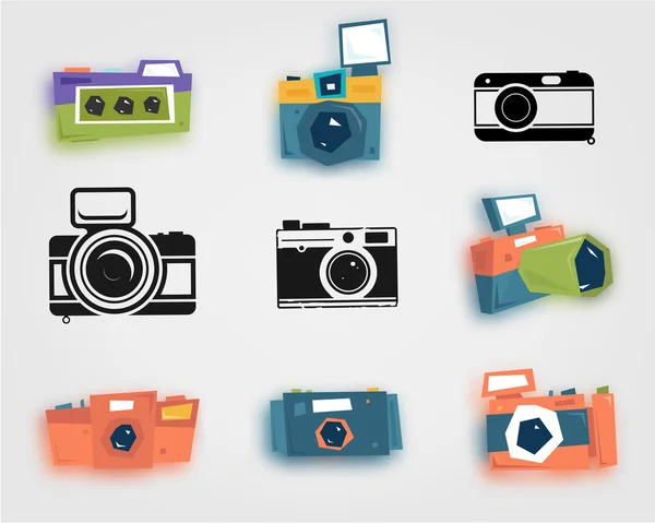 Φωτογραφική μηχανή εικόνες set — Διανυσματικό Αρχείο
