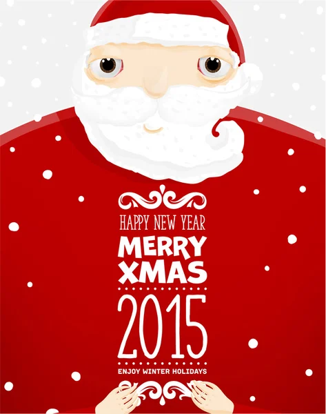 Santa Claus with Merry Christmas Label — Stock Vector