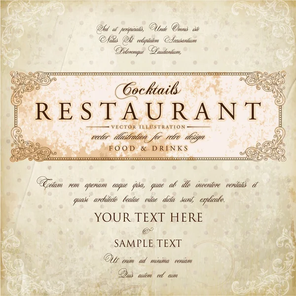 Restaurant label menu design — Stock Vector