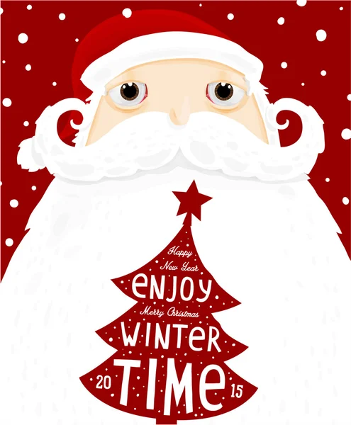 圣诞老人与冬青圣诞节标签 — 图库矢量图片