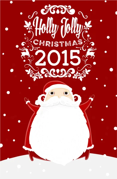 Santa Claus con etiqueta de Navidad Holly — Vector de stock