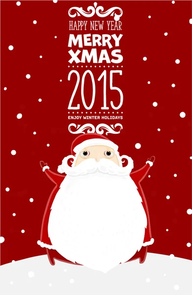 Santa Claus with Merry Christmas Label — Stock Vector